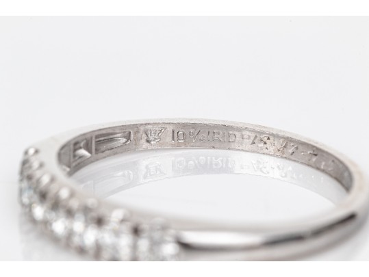 Platinum Classic Seven Diamond Prong Set Band Ring, App. 0.14 TCW, Size 6.75