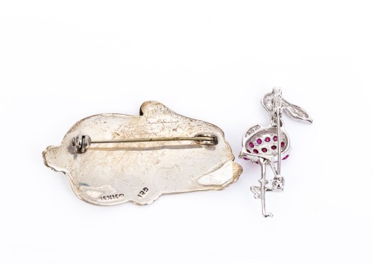 Collection Of Sterling Silver Fun Animal Motif Brooches