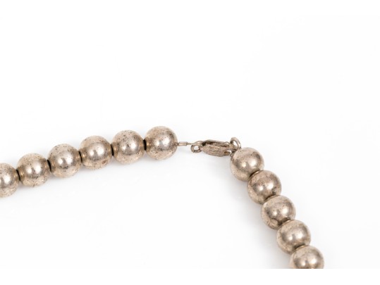 Sterling Silver Elegant Bead Necklace, 8mm