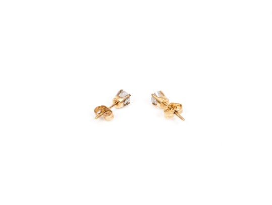 14k Yellow Gold Classic Round Diamond Solitaire Earrings, App. 0.35 TCW