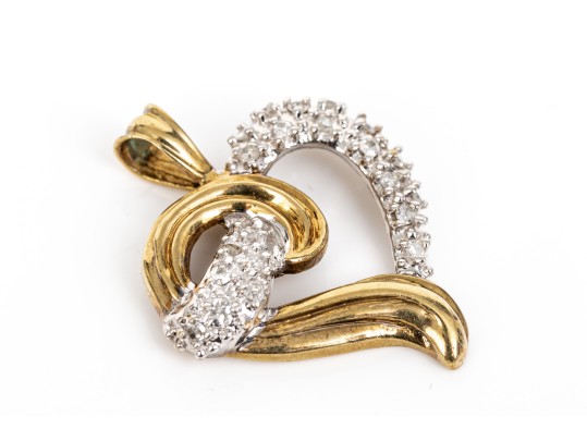10k Yellow Gold Diamond Heart Pendant