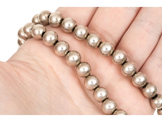 Sterling Silver Elegant Bead Necklace, 8mm