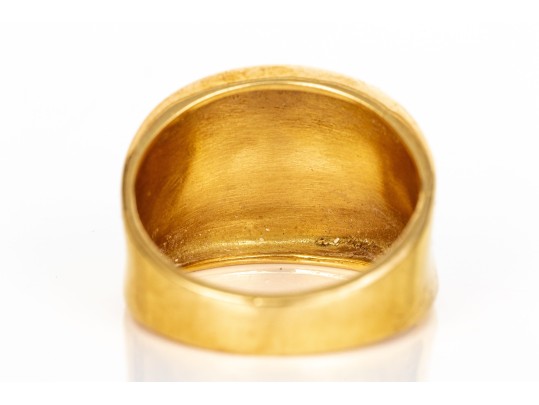 14k Yellow Gold Vintage Wide Concave Profile Dome Ring, Size 8