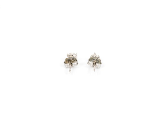 14k White Gold Classic Round Diamond Solitaire Earrings, App. 0.75 TCW
