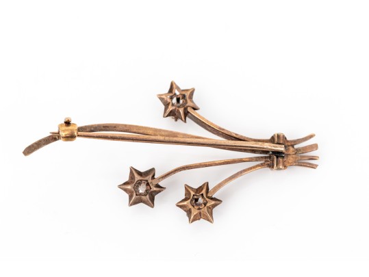 Gold Filled Pretty Antique Spray Brooch, Diamond Set, App. 0.12 TCW