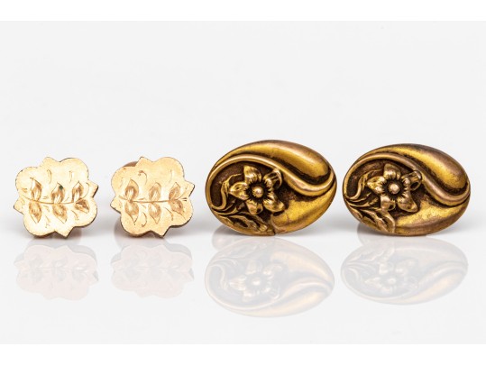 Two Pairs Of Handsome Antique Gold Filled Of Cufflinks