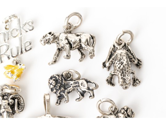 Fun Assorted Collection Of Sterling And Silverplate Creature Motif Charms