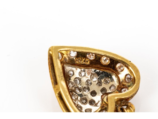 18k Yellow Gold Pave Diamond Heart Pendant, App. 0.07 TCW