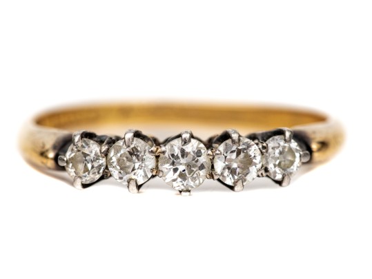 14k Gold Vintage Diamond Set Band Ring, App. 0.36 TCW, Size 5.75