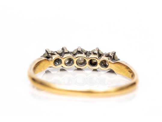 14k Gold Vintage Diamond Set Band Ring, App. 0.36 TCW, Size 5.75