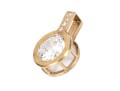 14k Yellow Gold Contemporary Bezel Set Large CZ Pendant
