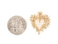 14k Yellow Gold Asymmetrical Diamond Spray Heart Pendant, App.0.49 TCW