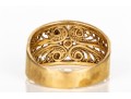 14k Yellow Gold Vintage Wide Filigree Motif Ring, Size 11.5