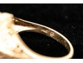 14k Yellow Gold Vintage Filigree Opal, Diamond And Sapphire Ring, Size 7-