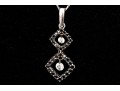14k White Gold Chic Black And White Diamond Halo Pendant, App. 0.36, With Chain