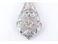 14k White Gold Pretty Vintage Filigree Brooch, Diamond Set, App. 0.20 TCW