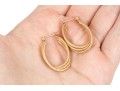 10k Yellow Gold Classic Elongated Oval Ribbed Twisted Hoop Earrings