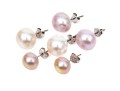 Collection Of White And Pink Cultured Freshwater Pearl Stud Earrings, With Sterling Silver Posts