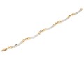 14k Two Tone Striking Twisted Tube Link Bracelet, Capped With Ribbed Ends