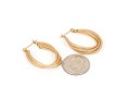 10k Yellow Gold Classic Elongated Oval Ribbed Twisted Hoop Earrings