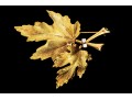 14k Yellow Gold Handsome Vintage Double Leaf Brooch, Diamond Set, App. 0.04 TCW