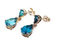 Sterling Silver Beautiful Pear Shaped Blue Topaz Drop Pendant Earrings