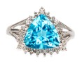 Sterling Silver Striking Trillion Blue Topaz Ring, App. 3.09 CTS, Size 8.25