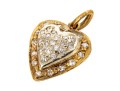 18k Yellow Gold Pave Diamond Heart Pendant, App. 0.07 TCW