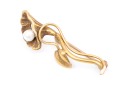 Antique Pretty Yellow Gold Filled And Cultured Pearl Foliate Motif Brooch