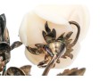 Vintage Pretty Large Yellow Gold Filled Carved Coral Rose Motif Brooch With Diamonds