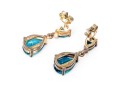 Sterling Silver Beautiful Pear Shaped Blue Topaz Drop Pendant Earrings