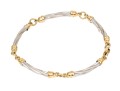 14k Two Tone Striking Twisted Tube Link Bracelet, Capped With Ribbed Ends