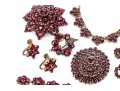 Collection Of Vintage Burgundy Czech Crystal Motif Jewelry Pieces