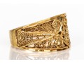 14k Yellow Gold Vintage Wide Filigree Motif Ring, Size 11.5