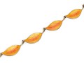 Danish Vintage Sterling Striking Orange Enamel Leaf Motif Earrings And Bracelet Set