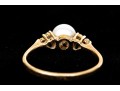 14k Yellow Gold Pretty 5.75mm Cultured Pearl And Diamond Ring, Size 5