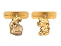 14k Yellow Gold Free Form Nugget Style Loose Link Cufflinks, Small Tops