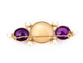 14k Yellow Gold Fabulous Chunky Cabachon Amethyst And Cultured Pearl Decorated Brooch