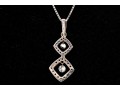 14k White Gold Chic Black And White Diamond Halo Pendant, App. 0.36, With Chain