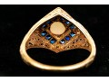 14k Yellow Gold Vintage Filigree Opal, Diamond And Sapphire Ring, Size 7-