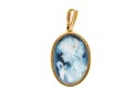 14k Yellow Gold Contemporary Black Laser Cut Cameo Pendant