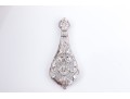 14k White Gold Pretty Vintage Filigree Brooch, Diamond Set, App. 0.20 TCW