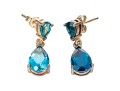 Sterling Silver Beautiful Pear Shaped Blue Topaz Drop Pendant Earrings