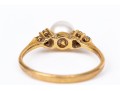 14k Yellow Gold Pretty 5.75mm Cultured Pearl And Diamond Ring, Size 5