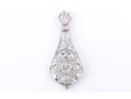 14k White Gold Pretty Vintage Filigree Brooch, Diamond Set, App. 0.20 TCW