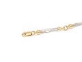 14k Two Tone Striking Twisted Tube Link Bracelet, Capped With Ribbed Ends