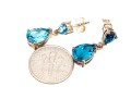 Sterling Silver Beautiful Pear Shaped Blue Topaz Drop Pendant Earrings