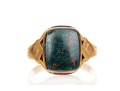 14k Yellow Gold Vintage Square Cushion Bloodstone Ring, Size 7.75