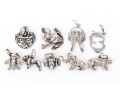 Charming Collection Of Sterling And Silverplate Loose Creature Motif Charms, With Bracelet