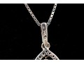 14k White Gold Chic Black And White Diamond Halo Pendant, App. 0.36, With Chain